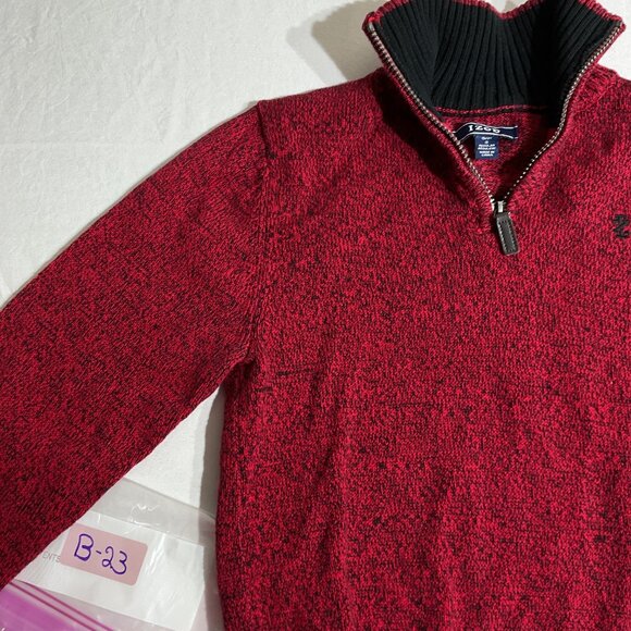 Izod Red & Black Quarter-Zip Sweater Mens Medium Cotton Blend - Picture 5 of 5